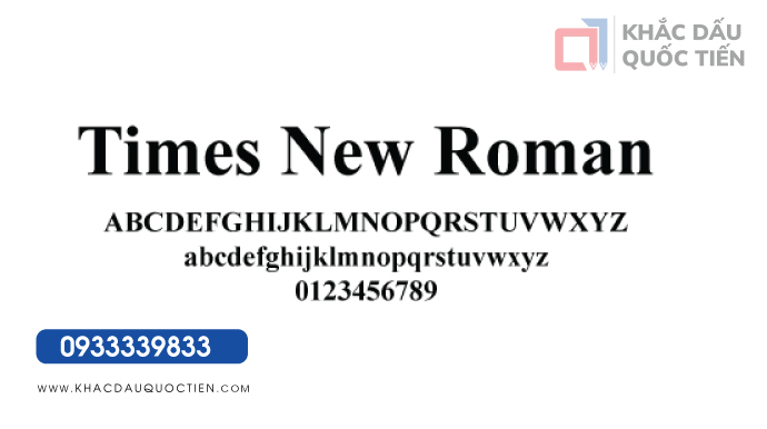 Font chữ con dấu Times New Roman